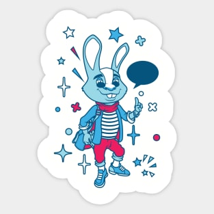 Funky Hipster Bunny Sticker